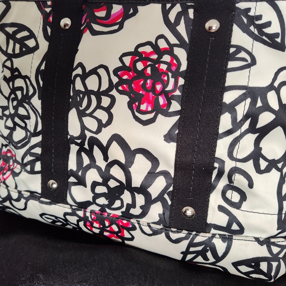 Coach Poppy Black and Pink Floral Tote And Wristle Bag Set. No Crossbody Strap - Picture 10 of 13
